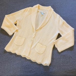 Marina Luna Pointelle 100% Cashmere Sweater L